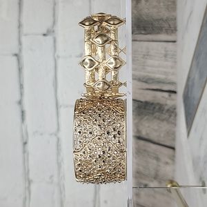 White House Black Market Filigree & Brushed Metal Stretch Bracelets in Gold